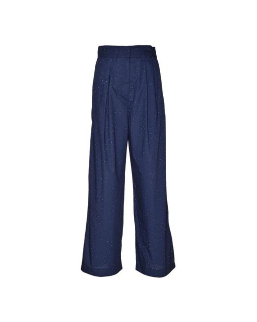 Marella Blue Monochrome Weite Bein Baumwollhose