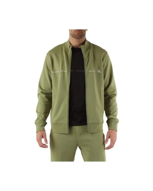 Calvin Klein Baumwolle reißverschluss logo sweatshirt in Green für Herren