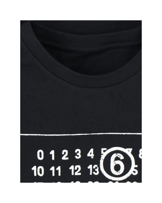 MM6 by Maison Martin Margiela Black Schwarzes t-shirt mit logo-print