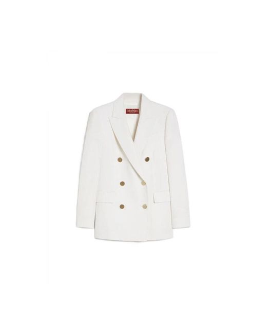 Max Mara White Wolljacken Und Blazer