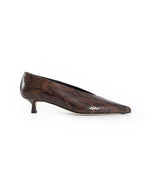 Aeyde Brown Schlangenmuster Leder Kitten Heel Schuhe