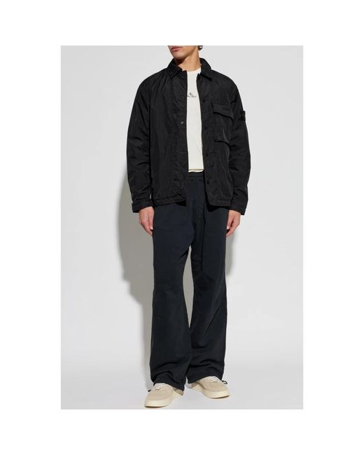 Stone Island Jassen ,Zwart ,Lichtgewicht Jas Met Zak in het Black voor heren