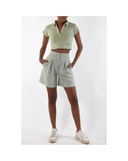 hinnominate Gray Bermuda-shorts mit hoher taille aus stretch-viskose,high-waist bermuda-shorts aus stretch-viskose