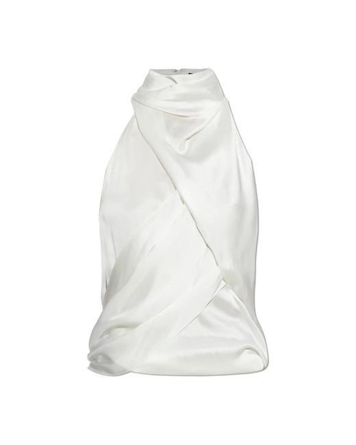 Balmain Silk Draped Top in het White