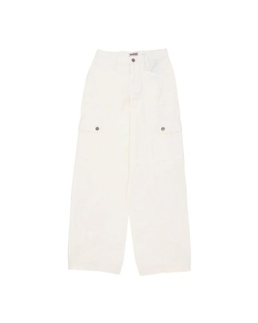 Guess Wide Trousers in het White