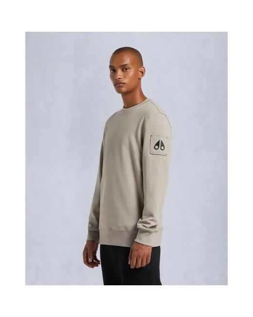 Moose Knuckles Hartsfield Crewneck Dusk Pullover in Natural für Herren