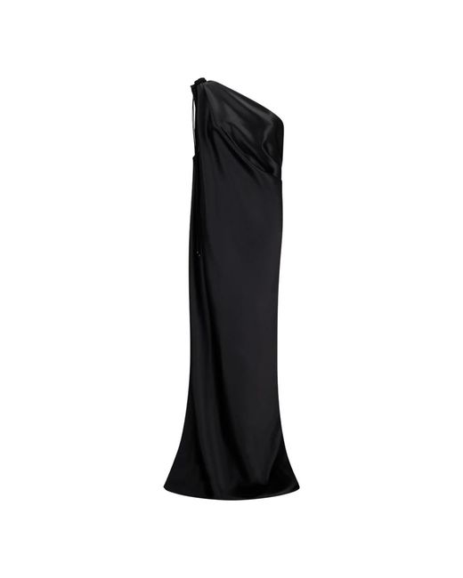 Max Mara Bronzen One-Shoulder Werkjurk in het Black