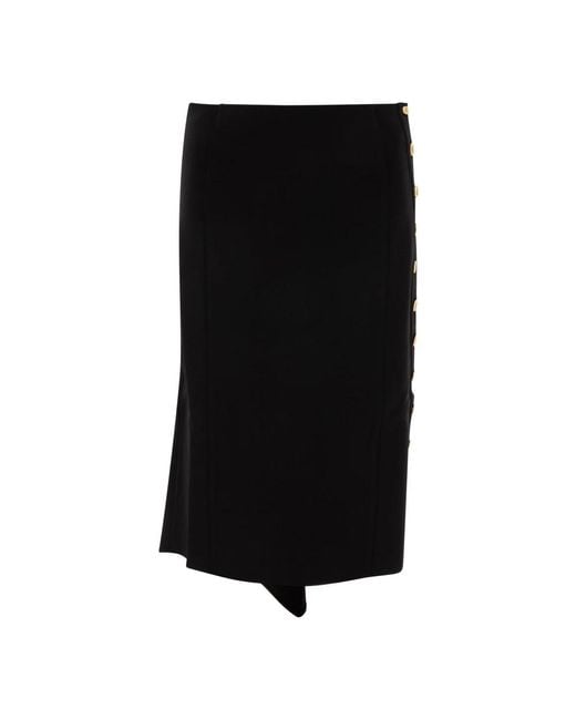Givenchy Zwarte Uitlopende Midi Rok Gouden Knopen in het Black
