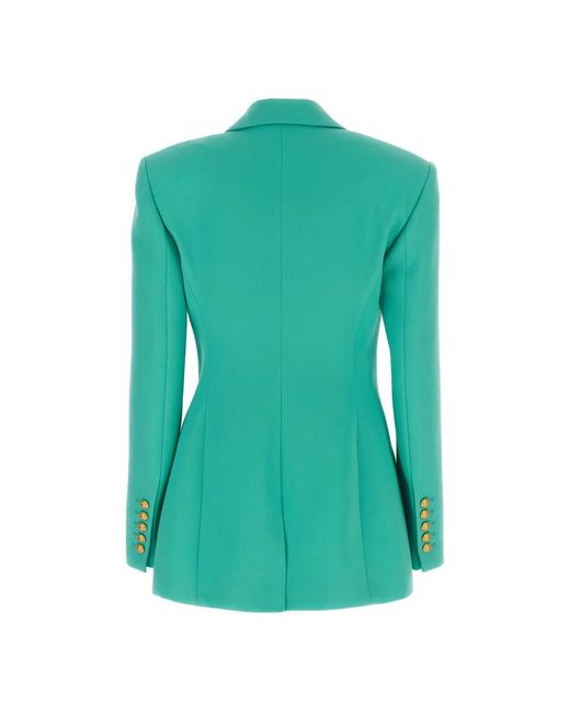 Balmain Double-Breasted Wollen Blazer in het Green
