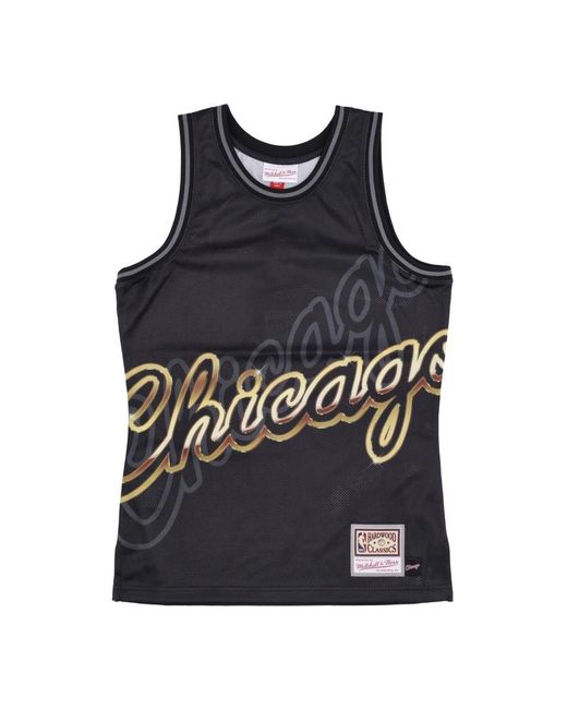 Mitchell & Ness Fitness ,Zwart ,Polyester Chicago Bulls Tank Top Nba Hardwood Classics in het Black voor heren