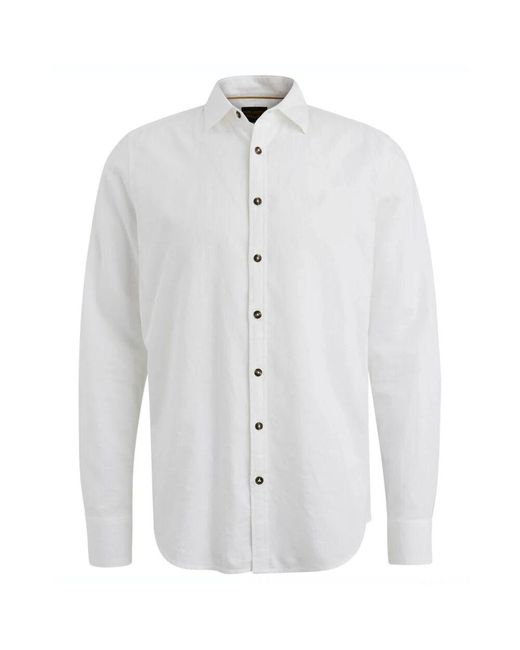 PME LEGEND Baumwolle Leinen Langarmhemd in White für Herren