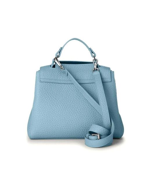 Orciani Blue Leder-Schultertasche Mit Verstellbarem Riemen