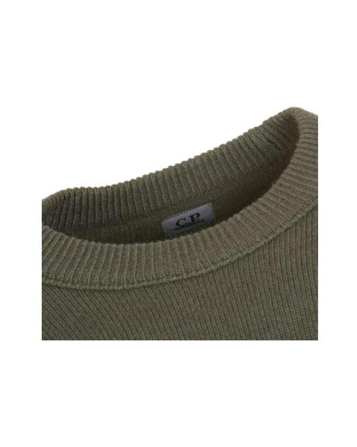C P Company Grüner Woll-Crew-Neck-Cardigan-Sweatshirt in Green für Herren