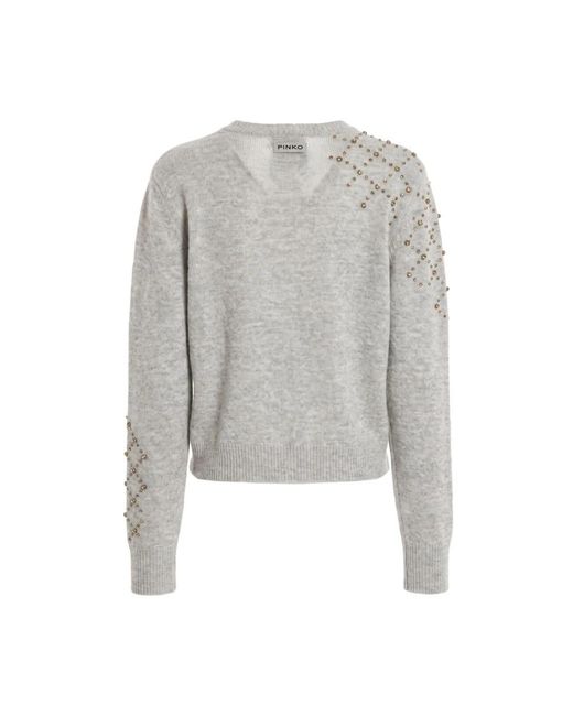 Pinko Gray Round-Neck Knitwear