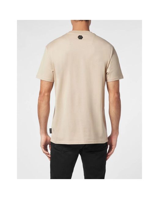 Philipp Plein T-Shirt Rundhals Ss Strass Skull&Bones in Natural für Herren