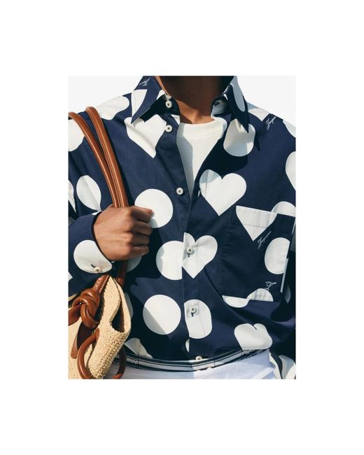 Jacquemus Blue Silk And Nylon Point Collar Shirt for men
