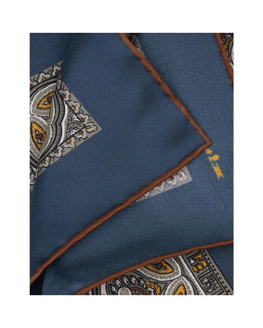 Kiton Blue Silky Scarves for men