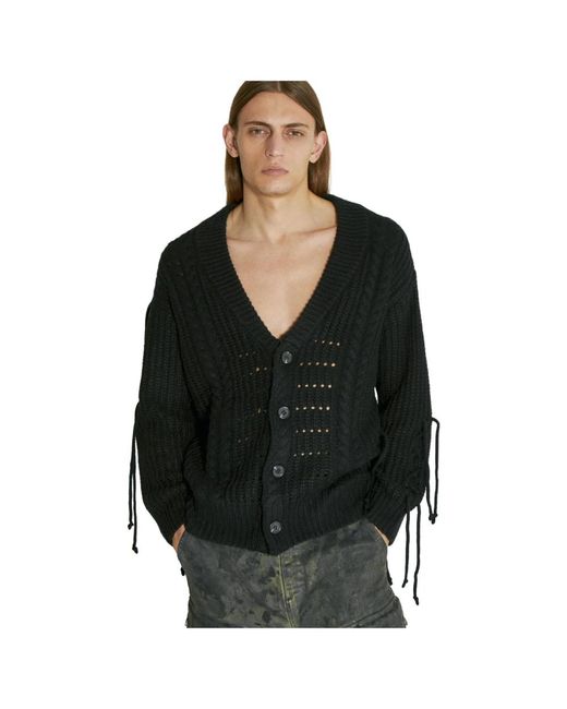 Guess Truien & Vesten ,Zwart ,Wol Gebreid Vest Met Kabelpatroon En Striksluiting in het Black voor heren