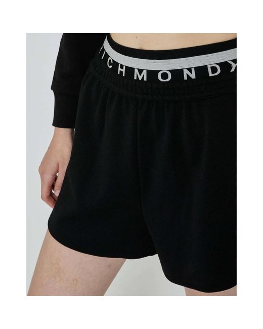 John Richmond Black Sportliche logo-shorts elastischer bund modell