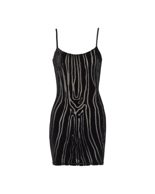 Balmain Black Kurzes Samtkleid Mit Trägern Und Zebramuster