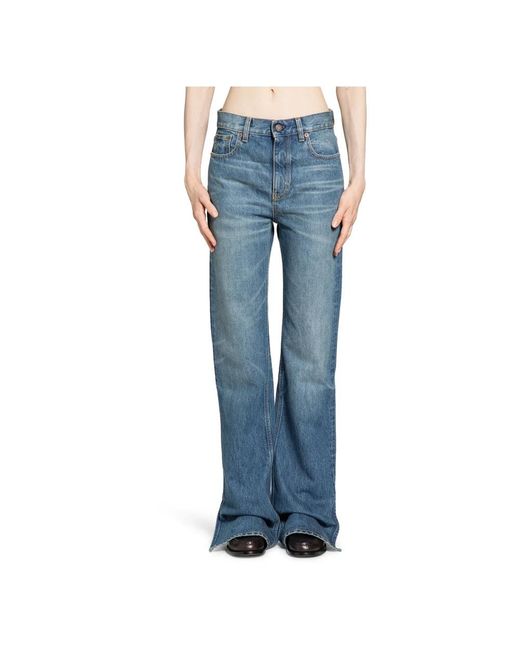 Chloé Jeans ,Blauw ,Katoen Split Hem Straight Jeans in het Blue