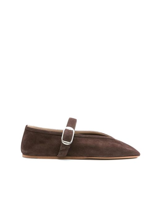 Le Monde Beryl Brown Braune Flache Schuhe Mit V-Förmiger Schnalle