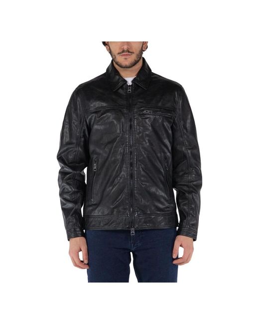 Guess Black Leather Jackets for men