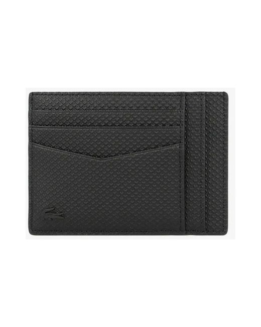 Lacoste Accessoires ,Zwart ,Leer Chantaco Leren Kaarthouder in het Black