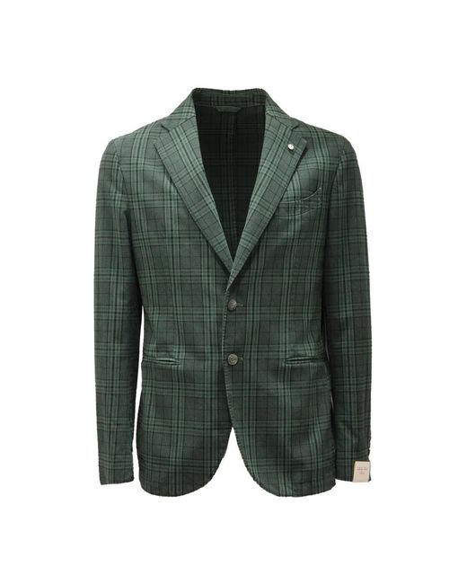 L.b.m. 1911 B.M. 1911, ,Jassen ,Groen ,Katoen Vintage Effect Slim Fit Jas in het Green voor heren
