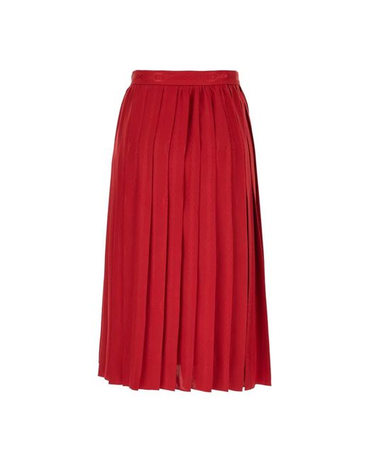 Gucci Interlocking G Chain Zijde Jacquard Midi Rok in het Red