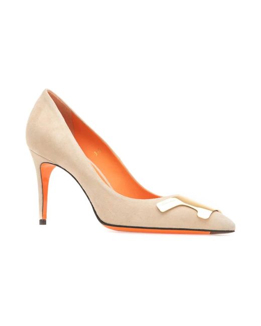 Santoni Metallic High-Top Leder Pumps