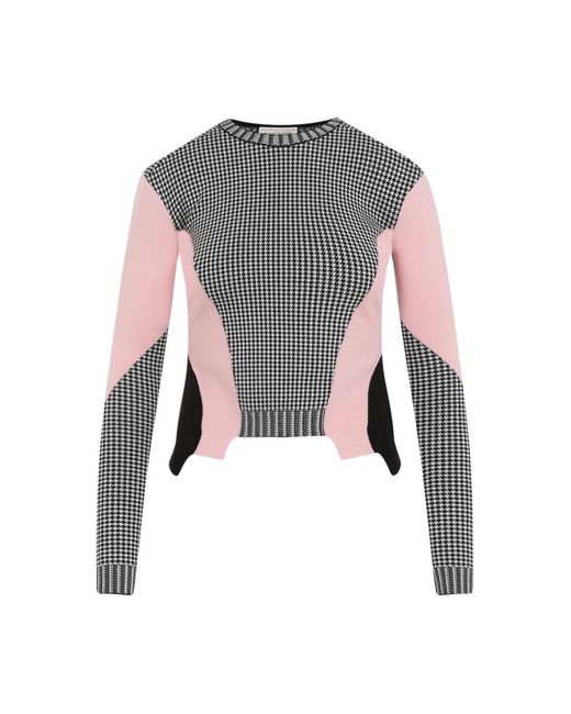 Alexander McQueen Gray Schicker schwarzer hahnentritt pullover