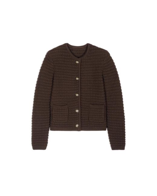 Ba&sh Truien & Vesten ,Bruin ,Gestructureerde Cardigan Met Knoopsluiting in het Brown