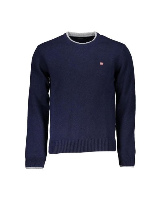 Napapijri Blue Round-Neck Knitwear for men