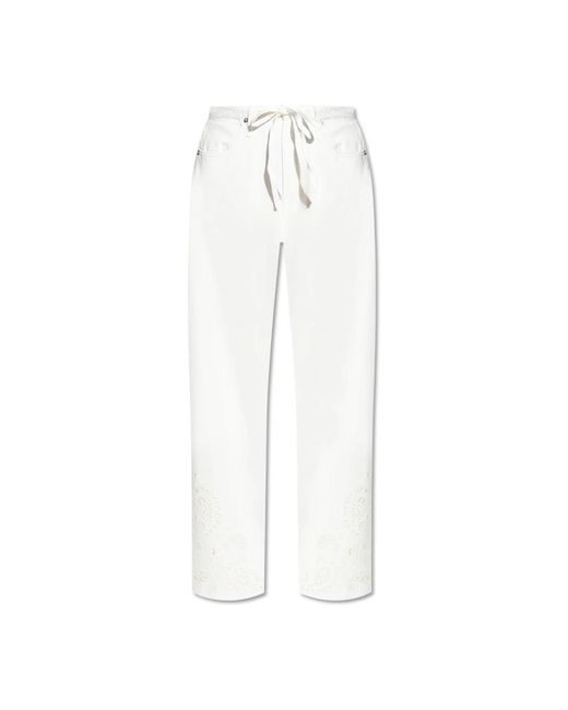 Rag & Bone Broeken ,Wit ,Katoen Broek Met Openwerkafronding in het White