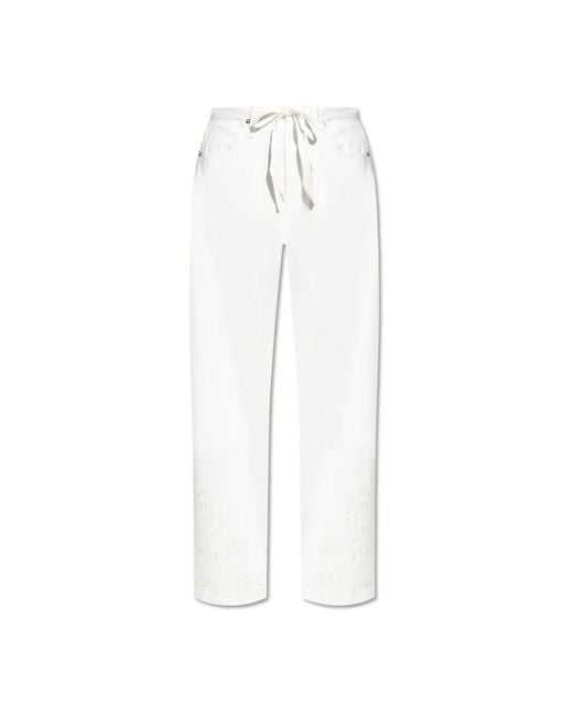 Rag & Bone Broeken ,Wit ,Katoen Broek Met Openwerkafronding in het White