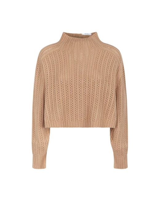 Max Mara Truien & Vesten ,Bruin ,Wol Hodeida Sweater in het Natural