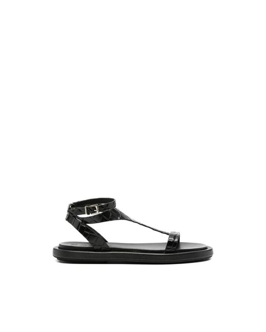 Poeve Black Flat Sandals