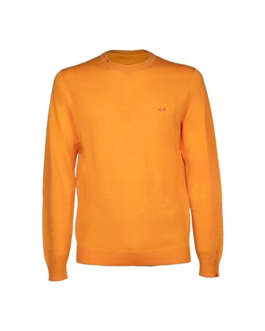 Sun 68 Orange Round-Neck Knitwear for men