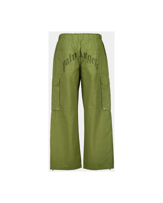 Palm Angels Green Wide Trousers for men