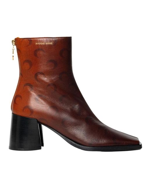MARINE SERRE Brown Heeled Boots