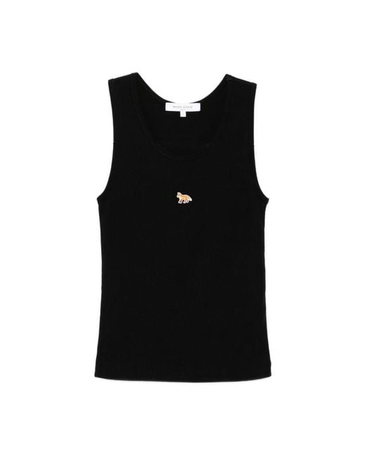 Maison Kitsuné Black Sleeveless Tops