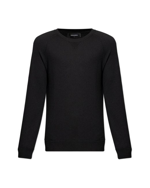 DSquared² Black Round-Neck Knitwear for men