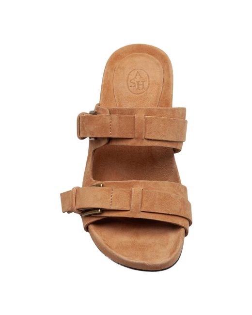 Ash Brown Heeled Mules