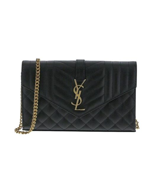 Saint Laurent Black Leder Kettenbrieftasche