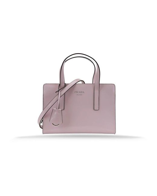 Prada Purple Schultertasche Aus Gebürstetem Leder