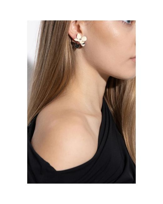 Marni Accessoires ,Geel ,Leer Floral Motif Earrings in het Metallic