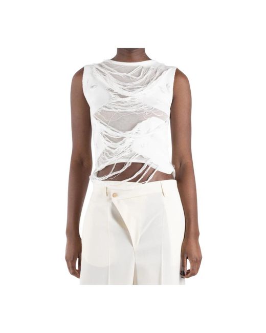 Sleeveless Tops MM6 by Maison Martin Margiela de color White