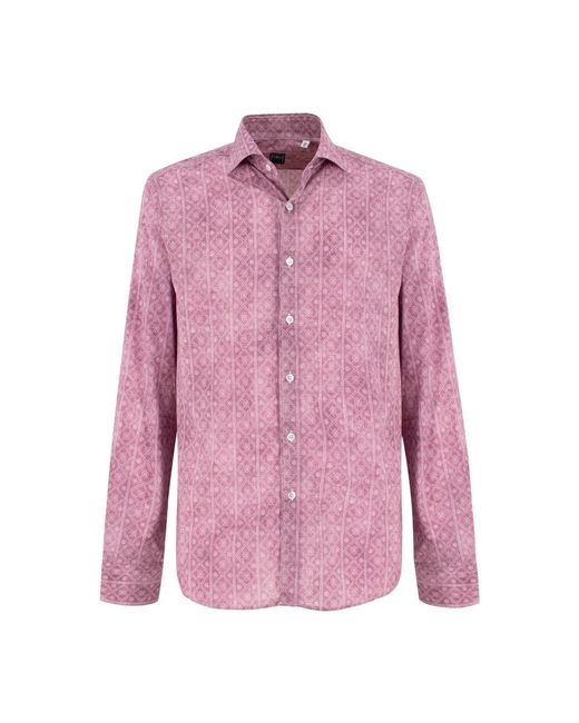 Fedeli Pink Casual Shirts for men