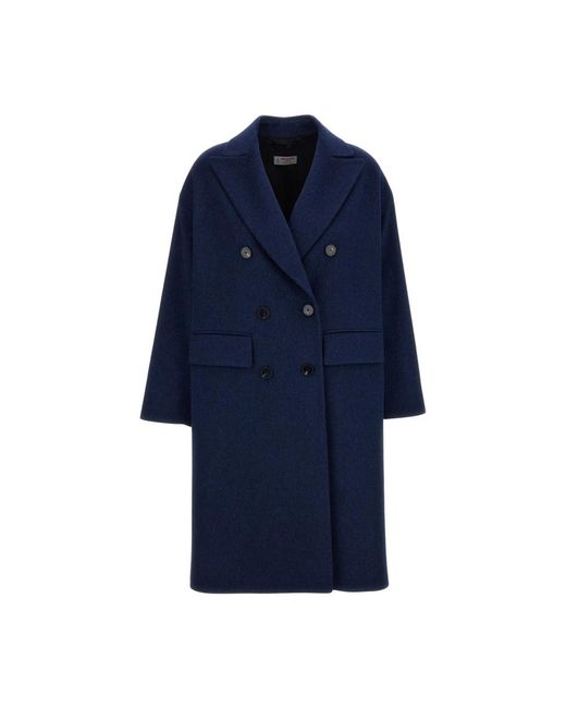 Alberto Biani Blue Double-Breasted Coats